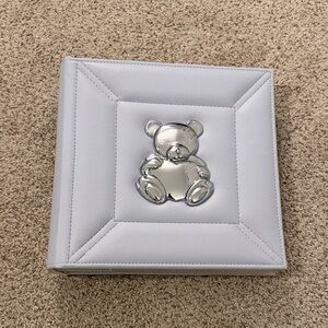 Blue Photo Album with Silver Bear Design